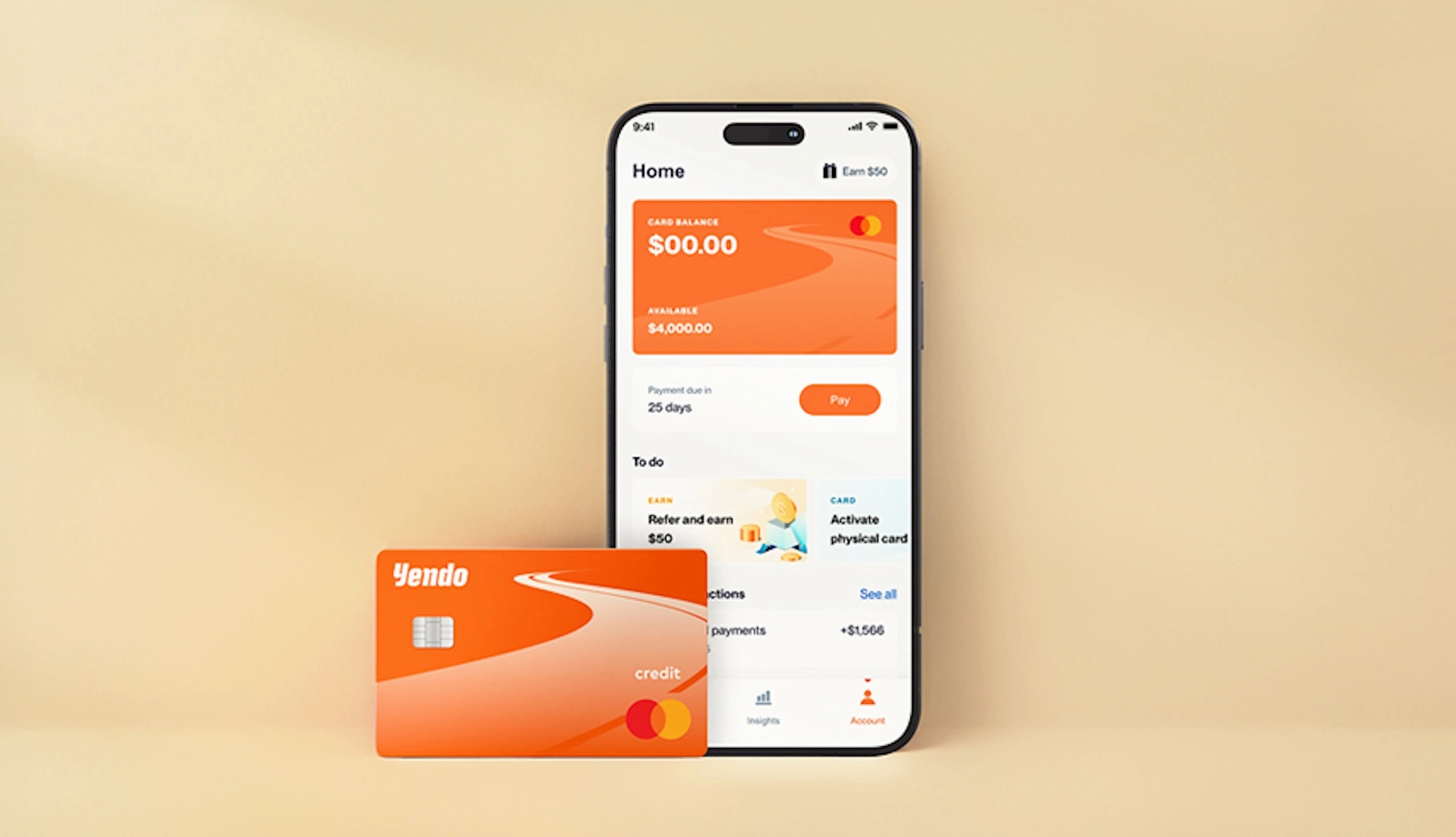 Yendo app and credit card