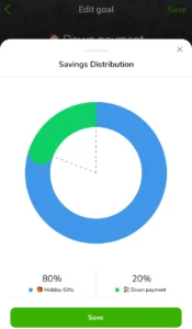 Guac savings distribution screenshot