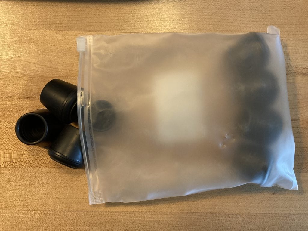 a bag of rubber caps
