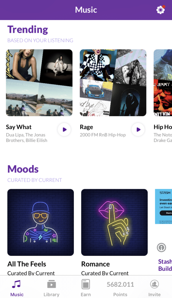 Current Music app selections