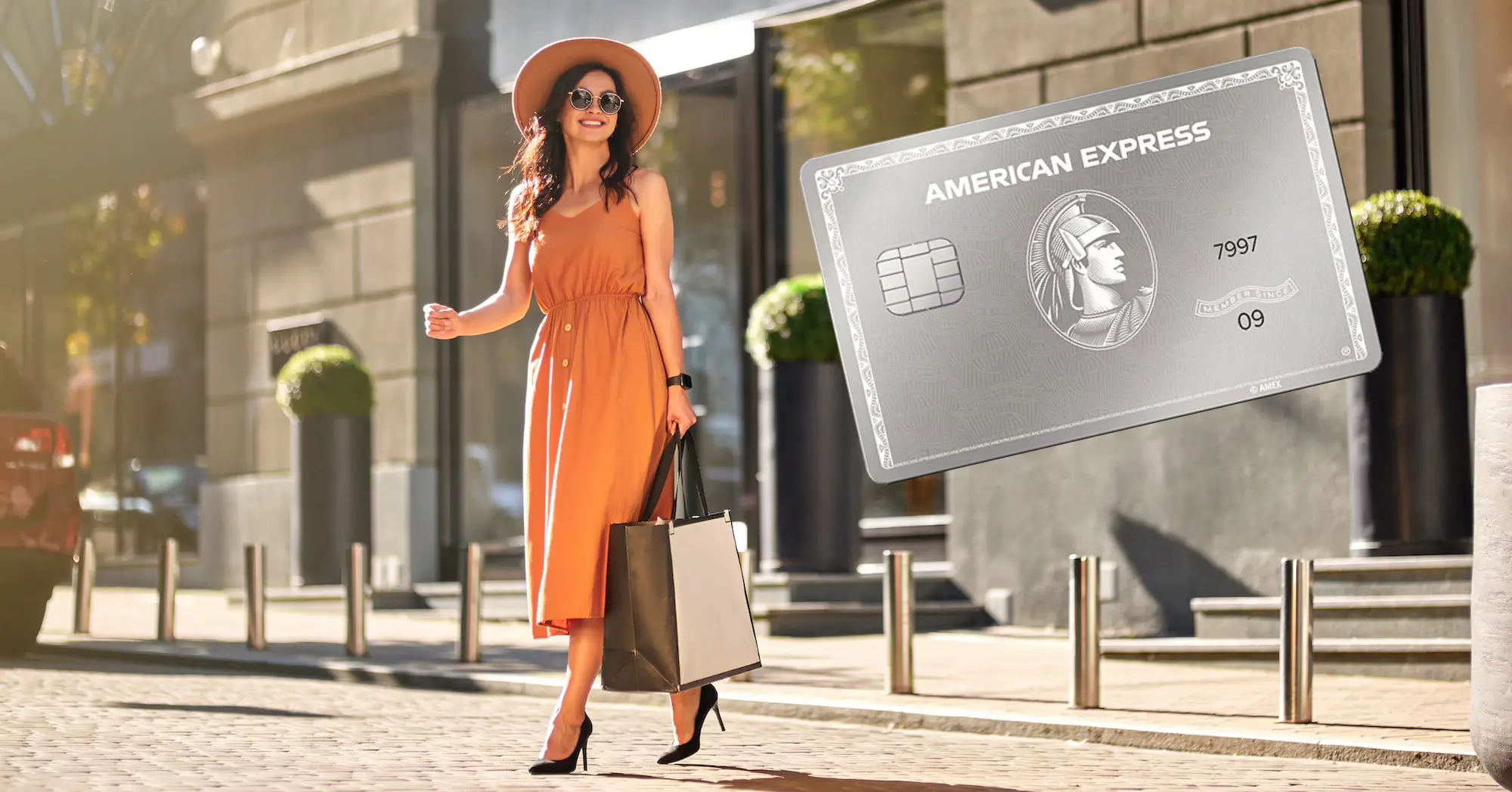 woman shopping at Saks and American Express Platinum Card