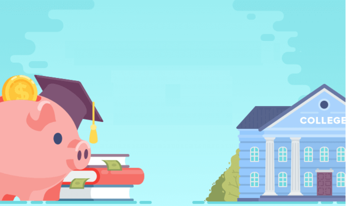illustration of new college student entering campus