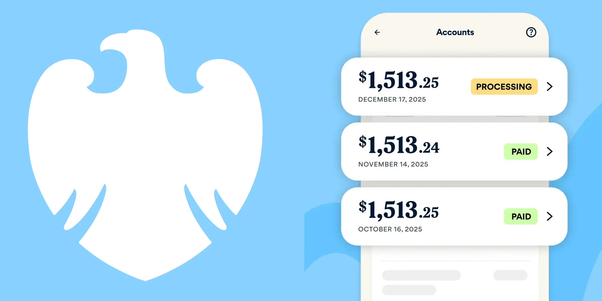 Barclay's logo and app with loan amounts