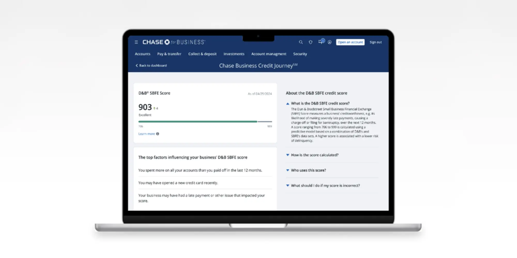 Chase Business Credit Journey screenshot