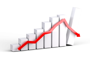 chart with arrow rising and then going down