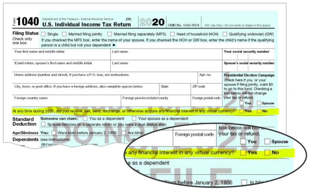 IRS 1040 cryptocurrency declaration