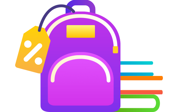 illustration of a backpack with a sale tag