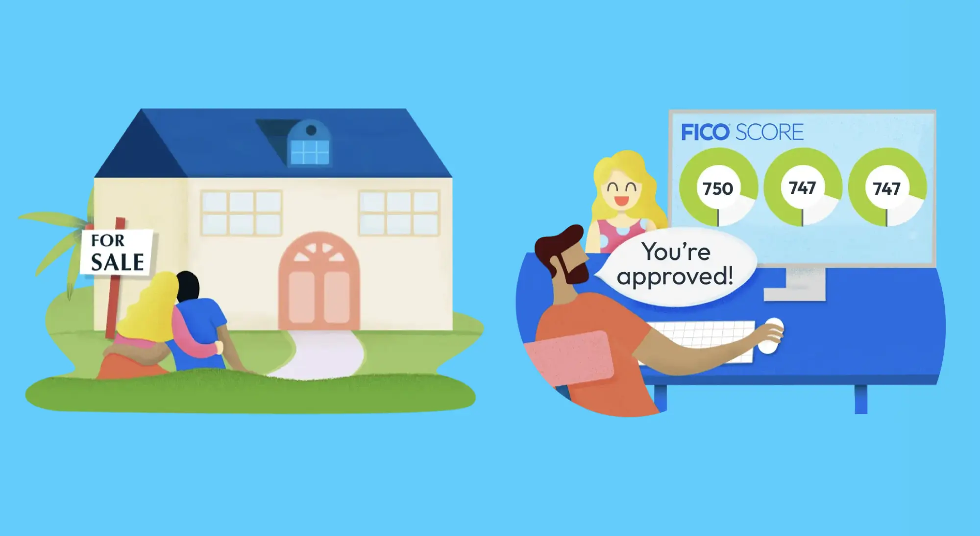 illustration of a home and credit score reporting