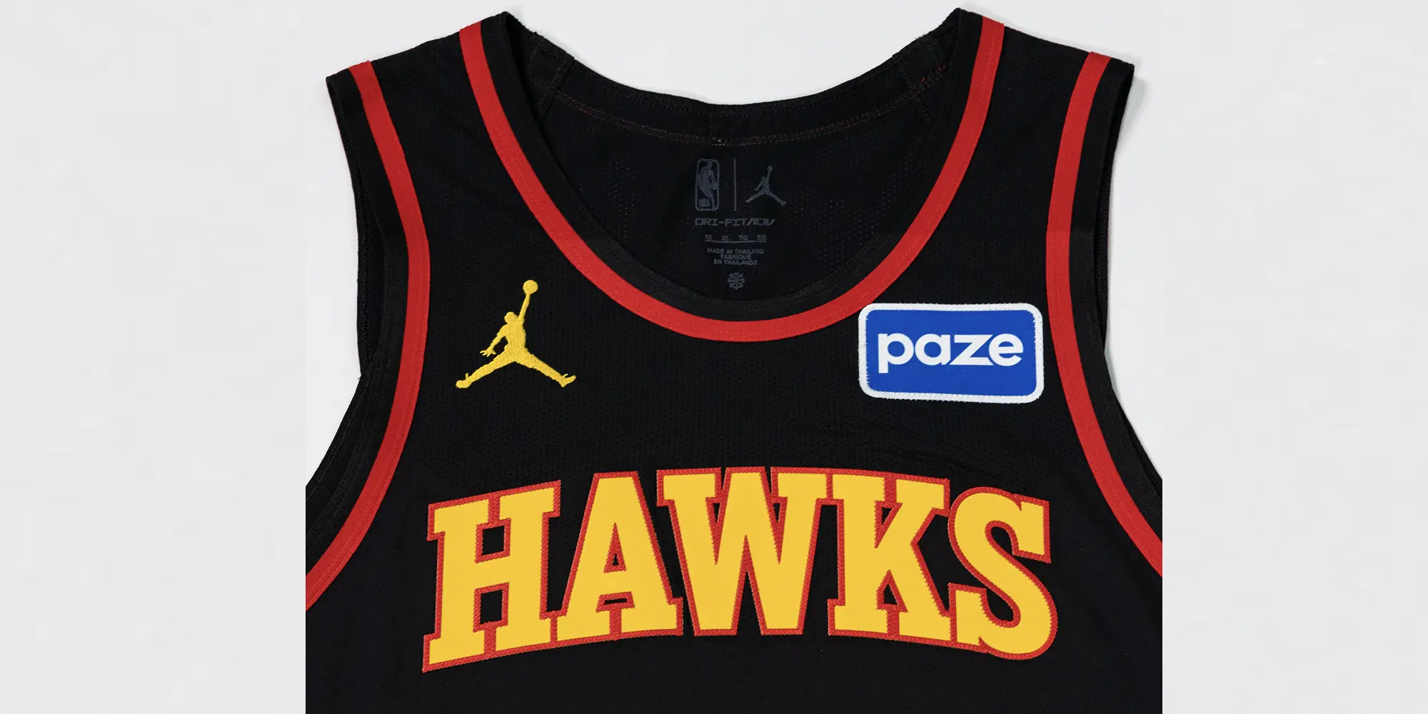 Atlanta Hawks uniform with Paze logo