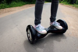 standing on a hoverboard