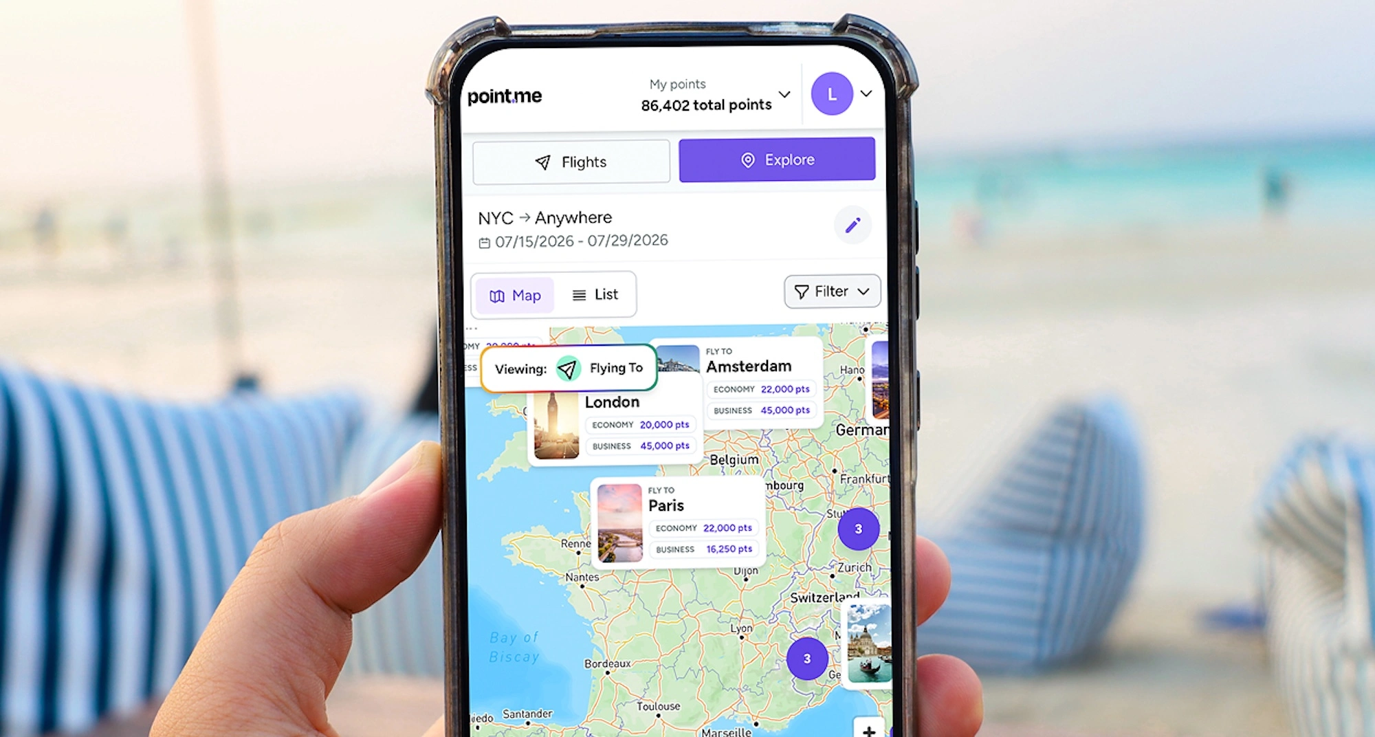 PointMe Explore map