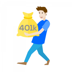 person holding a 401k bag of money